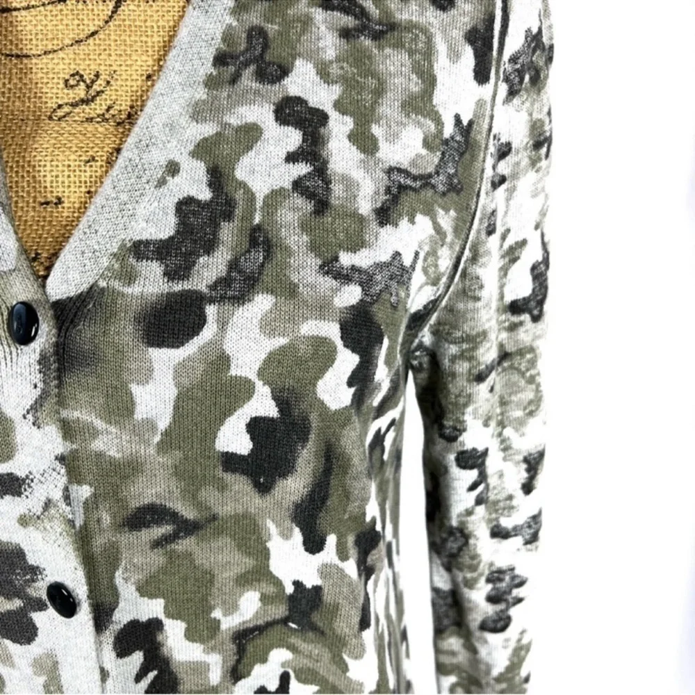 ELAN Long Cardigan Duster Boho Camo Camouflage Lightweight Sz M